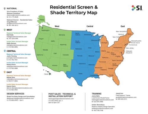 Residential Screen & Shade Territory Map