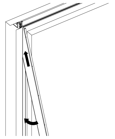 Side track pivoting outward from wall-mounted U-channel during installation alignment