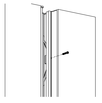 Screw fastening into the side of a vertical track channel against a wall