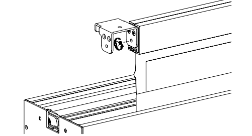 Ceiling bracket attaching to Solo 3 cassette rail with securing screw detail shown