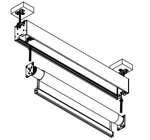 Solo 3 cassette exploded view showing material roll separating from cassette for ceiling installation