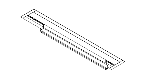 Isometric diagram of Solo 3 cassette recessed flush into ceiling cutout