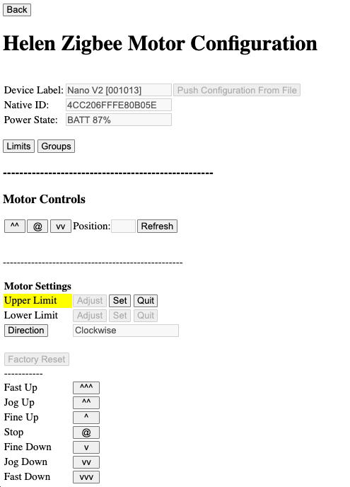 Motor Limits Settings