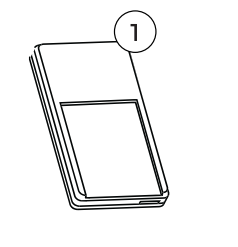 Niño remote component labeled 1, shown as stacked flat rectangular piece with window cutout