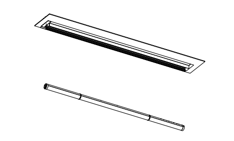 Exploded view of flush mount housing unit and detached lower tube assembly below it