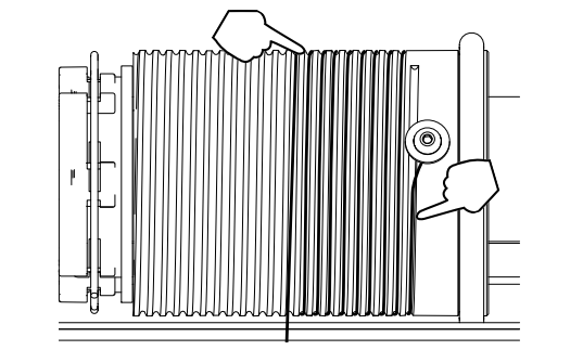 Hand loosening thumb turn bolt on wing drop adjustment pulley to remove front cable