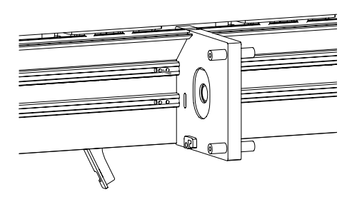 Intermediate plate with pins inserted into t-slot of shade extrusion, securing coupler connection
