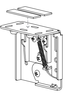 Spacer block being inserted onto wall bracket from above, exploded diagram view
