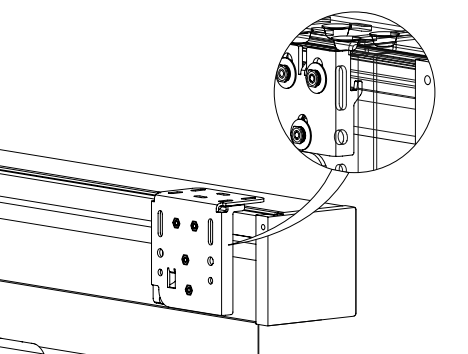 Closeup diagram showing teeth engaging into cassette slot during shade installation step