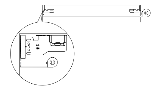 Nano shade head rail diagram with magnified view of motor end connector and control board detail