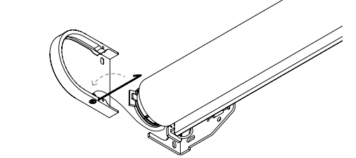 Diagram showing idler end cap being removed from shade bracket with a flat screwdriver