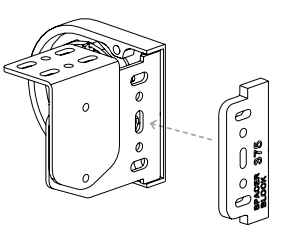 Nano shade bracket with spacer block aligned for attachment via dashed line