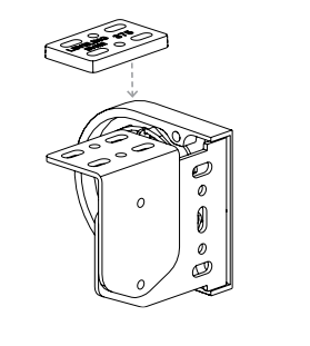Spacer block attaching to Nano shade bracket with dashed arrow indicating connection point