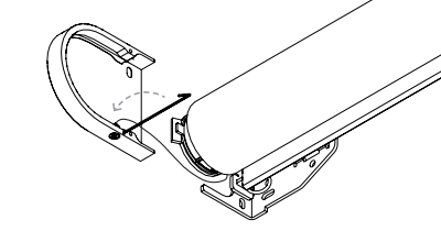 Nano shade roll being inserted into motor-side bracket with cotter pin alignment shown