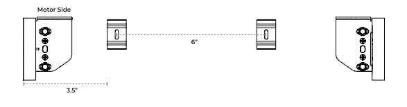 Nano external battery bracket placement diagram showing 3.5-inch wall offset and 6-inch spacing between two brackets