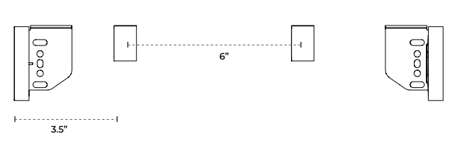 Diagram showing external battery bracket spacing: 6
