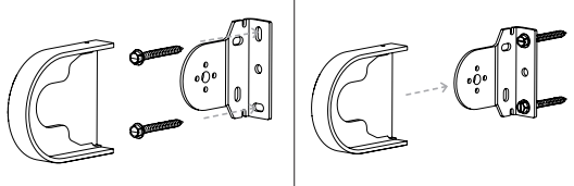 Exploded and assembled views of Nano bracket with end cap and mounting screws