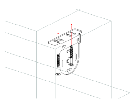 Nano bracket mounted inside window pocket with two screws indicated by red arrows