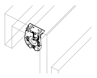 Nano bracket mounted inside ceiling pocket, positioned 0.46 inches from back wall