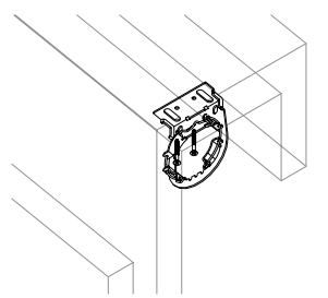Nano bracket mounted inside ceiling pocket, 0.46 inches from back wall