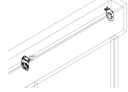 Two Nano shade brackets mounted inside pocket, each positioned 0.46 inches from the back wall