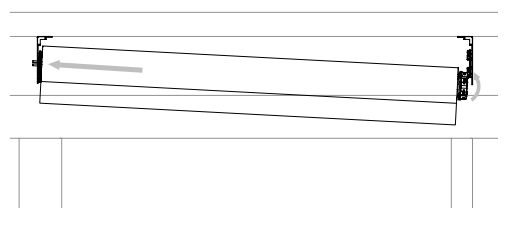 Nano roll being inserted into idler side bracket with arrow indicating sliding direction