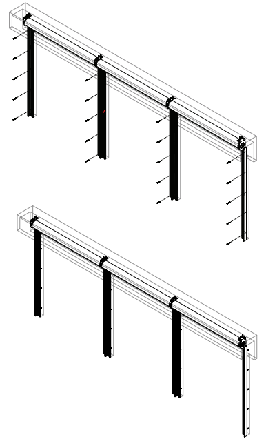 Two isometric diagrams showing Nano side channel installation with screws and bracket alignment, top and bottom views