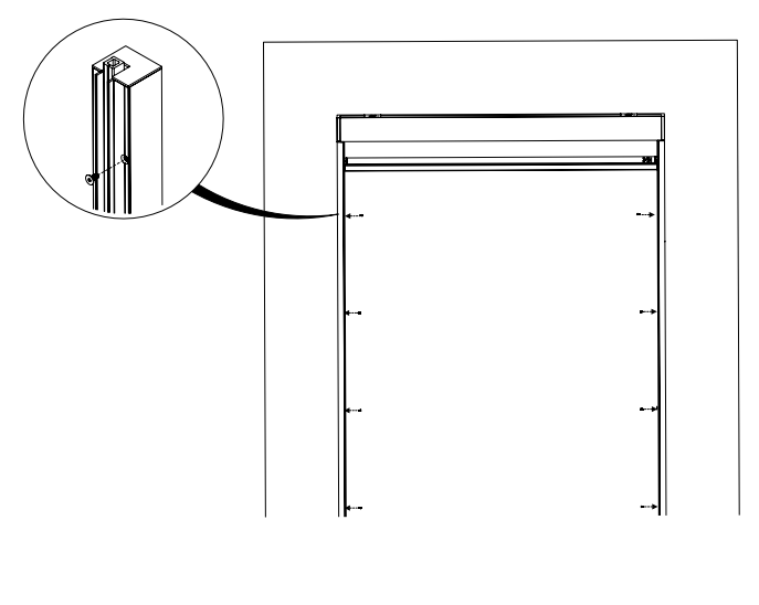 Zen 2 cassette mounted in wall opening with callout showing side channel screw detail