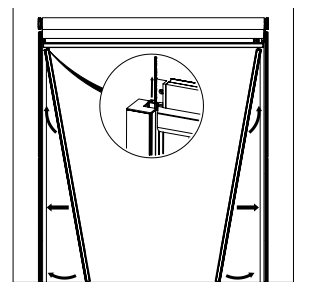Zipper track assembly disassembled from mounting side, with close-up detail of screw and track connection point