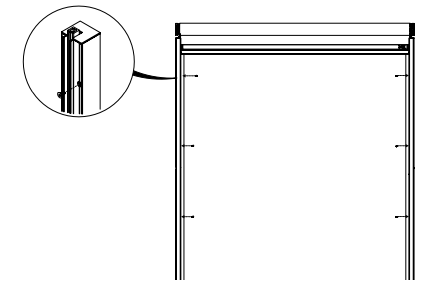 Zen 2 Shade zipper track positioned flush with bracket end cap, with close-up inset detail