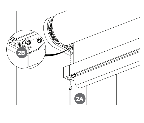 Step 2A and 2B diagram showing zipper track screw removal and track assembly separation from mounting side