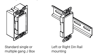 Two Helen mounting options: standard J Box and Din Rail side-by-side comparison diagram