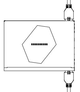 Janus controller front view showing hexagonal ventilation pattern and dual cable connectors on right side
