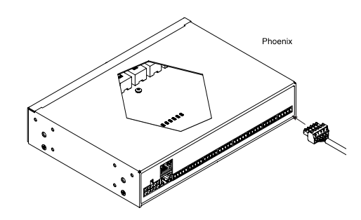 Phoenix connector plug being inserted into the side port of the Janus control unit