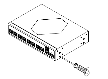 Screwdriver inserting screw into side of Janus control box with port-lined front face