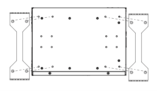Two Janus shovel brackets attached to sides of Stack Mount using shovel screws, exploded diagram view