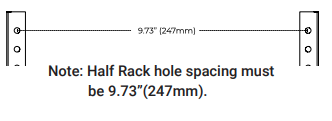 Suite XVI half rack installation showing rack ear placement