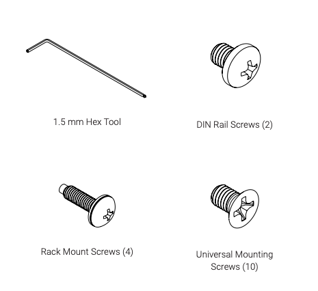 Suite XVI included accessories and mounting hardware