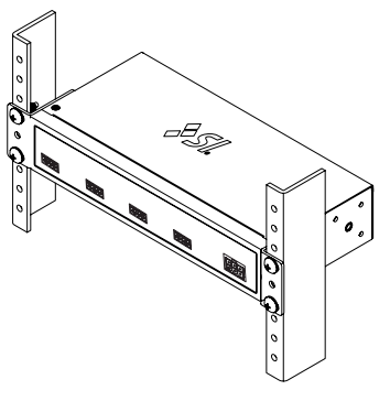 Kratos unit mounted in a full rack using two Universal Rack Ears on each side