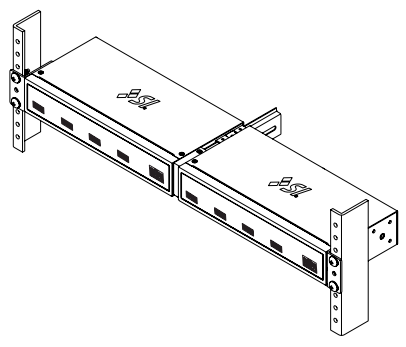 Two Kratos units mounted side by side in a full rack using Universal Rack Ears