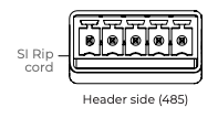 FONTUS 485 header side pinout showing SI Rip cord connector with five terminals