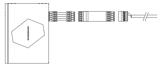 FONTUS unit connected to a chain of terminal block connectors with extending wire leads