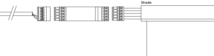 Shade-end wiring showing power and shade connections to FONTUS