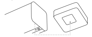 Solo Connect unit shown upright and on its side with 1-inch clearance gap indicated