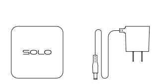 Solo Connect unit beside its 12V DC power supply and cable