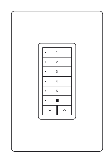 Sidekick 5-channel wireless keypad with numbered buttons 1-5, stop, and up/down controls
