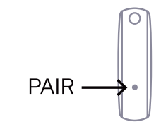 Small button labeled PAIR on the side of a Sidekick keypad