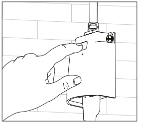 Hand sliding Zigbee outdoor outlet mounting tab onto wall-mounted screw to lock in place