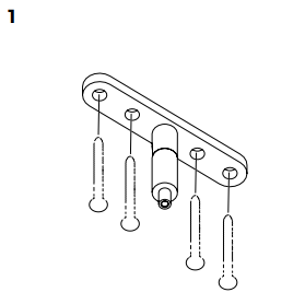 Step 1 diagram showing Solo 3 Flown Kit bracket with five hanging screws and anchors below mounting plate