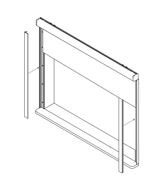 Nano Box shade frame with left side channel separated, showing alignment before installation